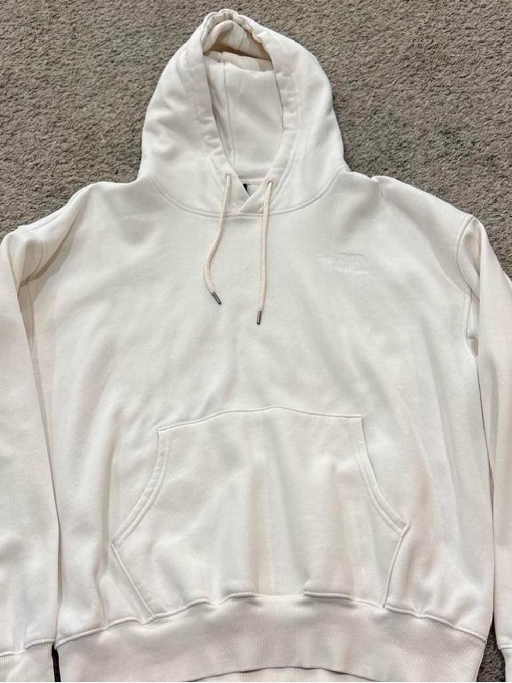 The North Face Off-White Hooded Pullover Sweatshirt. Size L.